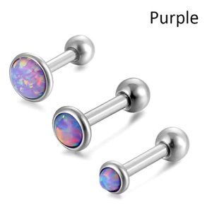 Piercing set with 3 pieces of  3mm 4mm 5mm purple opal simulated